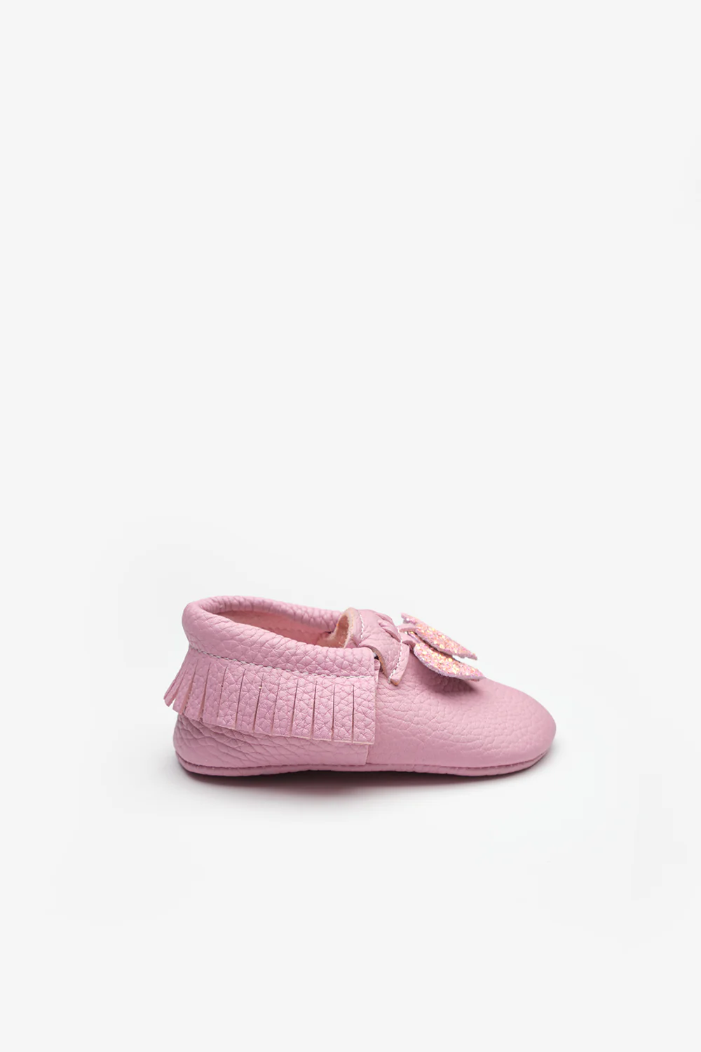 Pembe Kalp Figürlü Kız Bebek Deri Makosen - Image 2