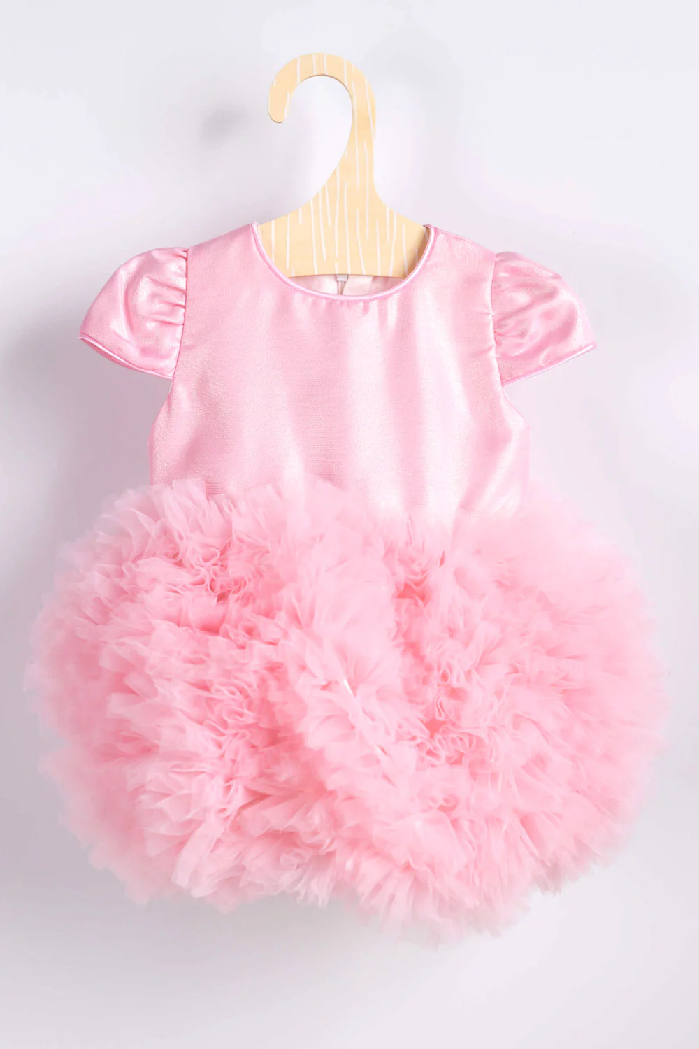 Pembe Kısa Kollu Tütülü Bebek Prenses Elbise - Lina - Image 3