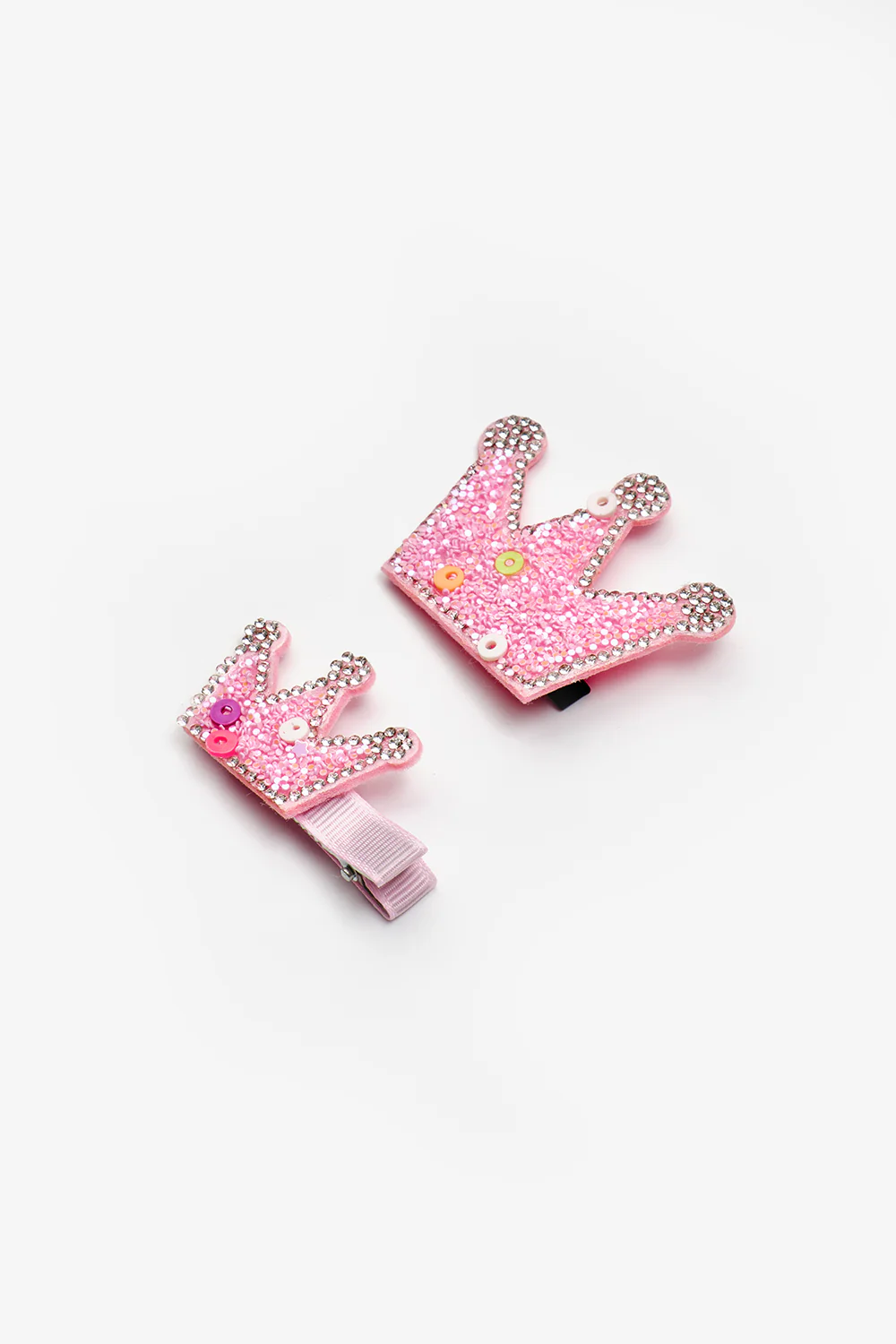 Pembe  Kraliçe Taç Figürlü Kız Çocuk 2'li Toka Set - Image 2
