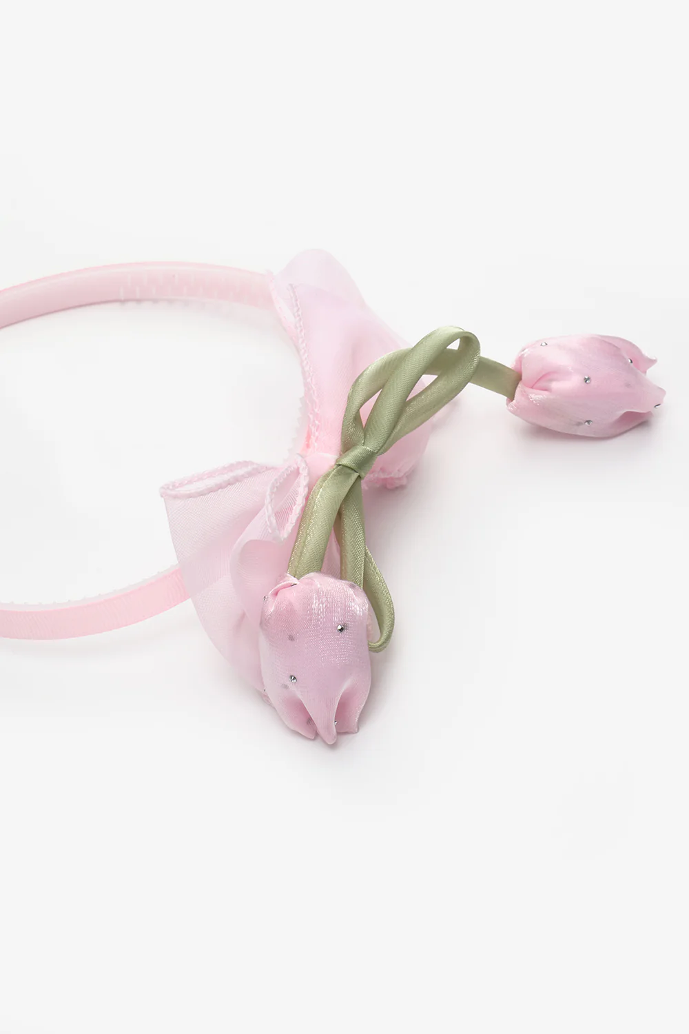 Pembe Lale Figürlü Fiyonk Detaylı Kız Çocuk Taç - Image 2