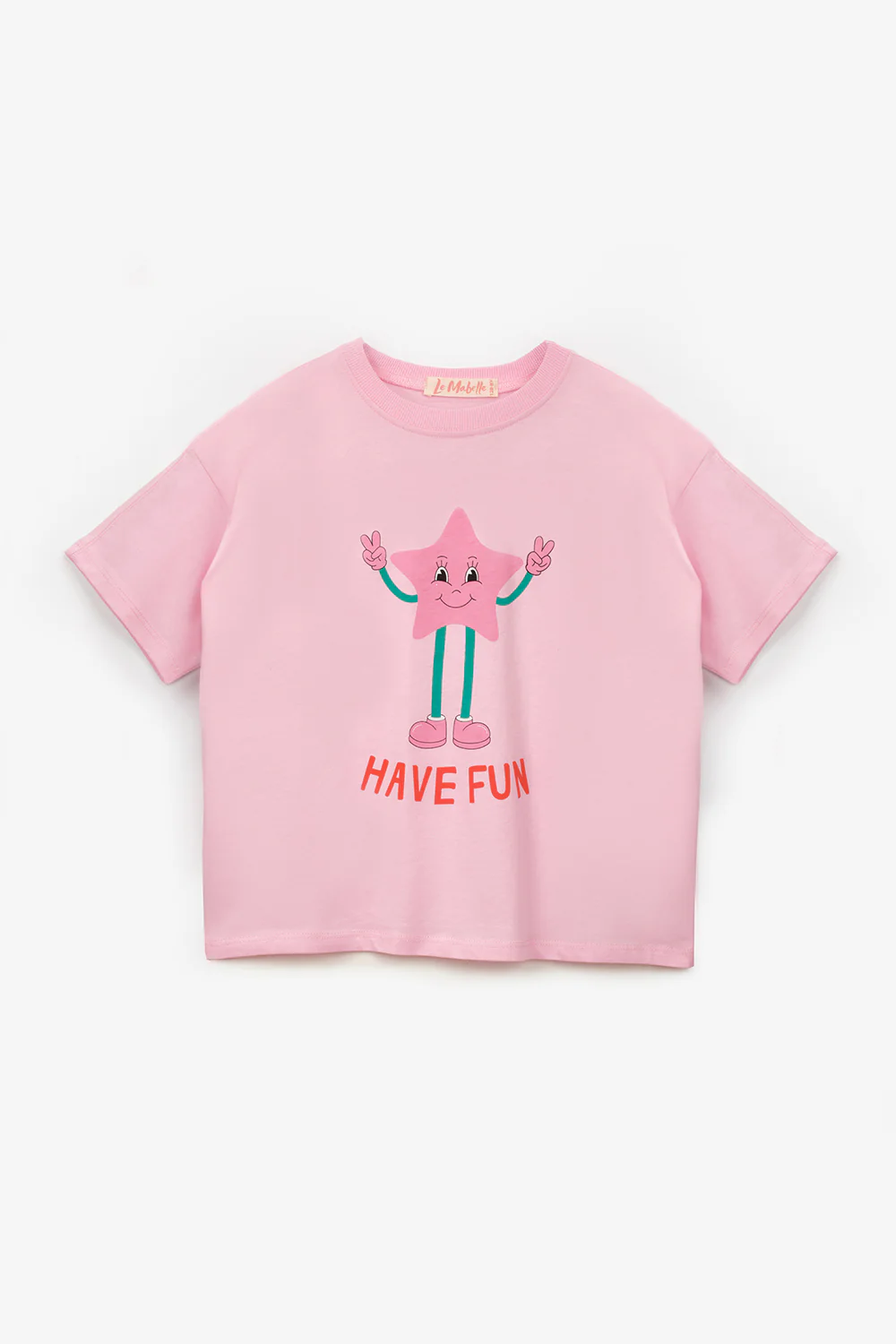 Pembe Mottolu Figürlü Çocuk Tişört Şort İkili Takım - Lole - Image 5