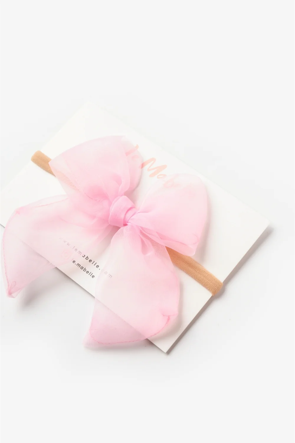 Pembe Organze Fiyonk Kız Çocuk Saç Bandı - Image 2