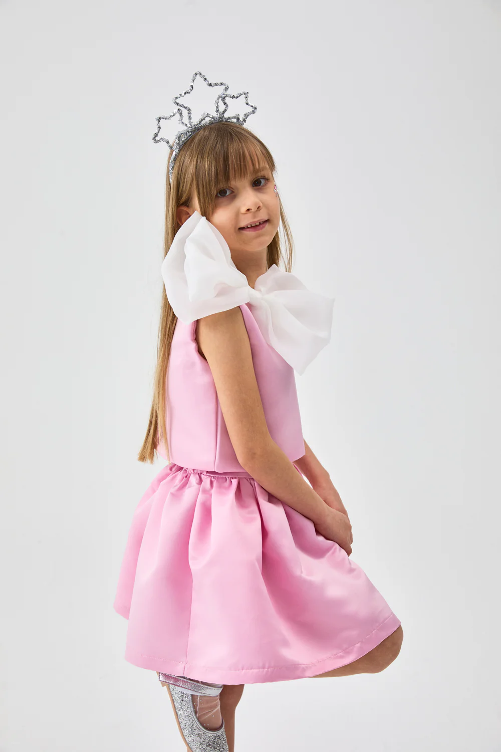 Pembe  Organze Fiyonklu Kız Çocuk İkili Takım - Gale - Image 4