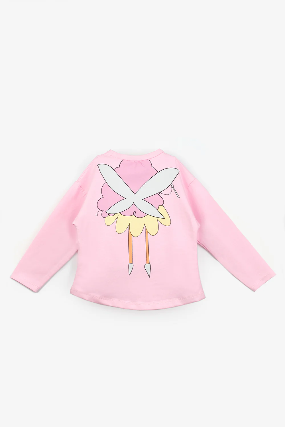 Pembe Peri Kızı Baskılı Kız Çocuk Tişört - Image 5