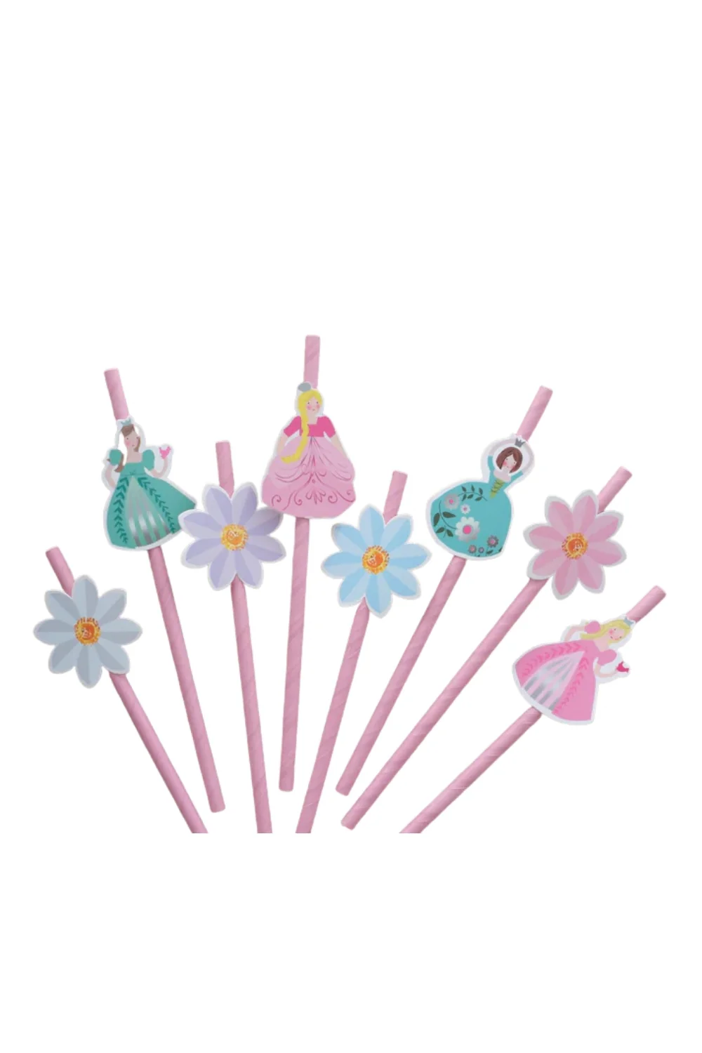 Pembe Prenses ve Çiçek Temalı 8'li Parti Pipeti - Image 2