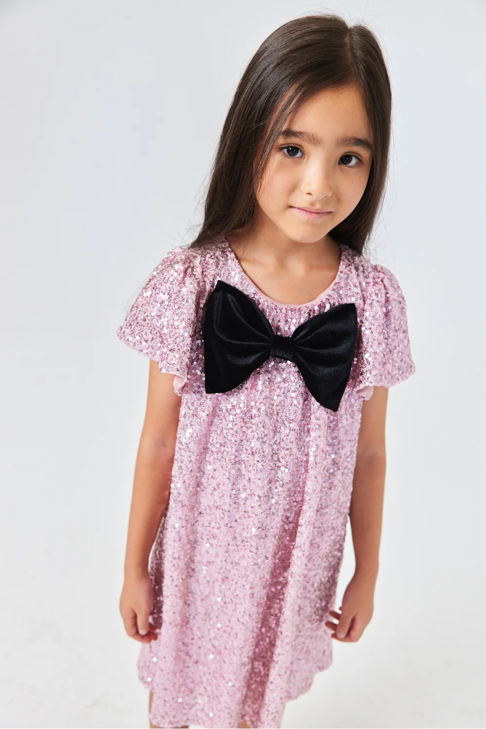 Pembe Pullu Fiyonk Detaylı Kız Çocuk Elbise - Rhea - Image 4