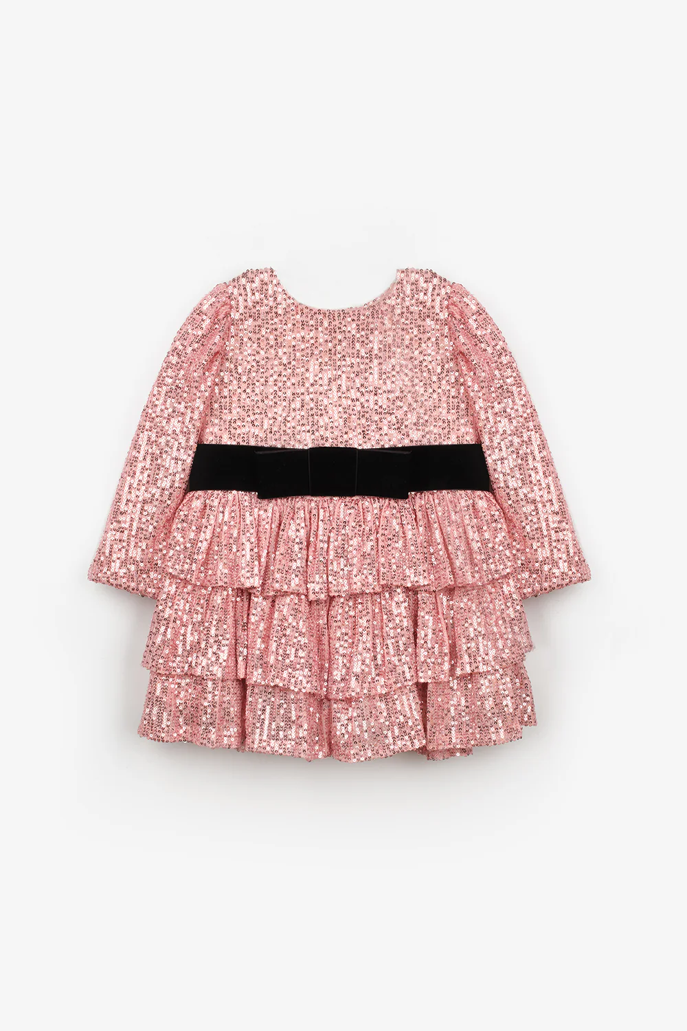 Pembe Pullu Katlı Kız Çocuk Elbise - Liona - Image 5