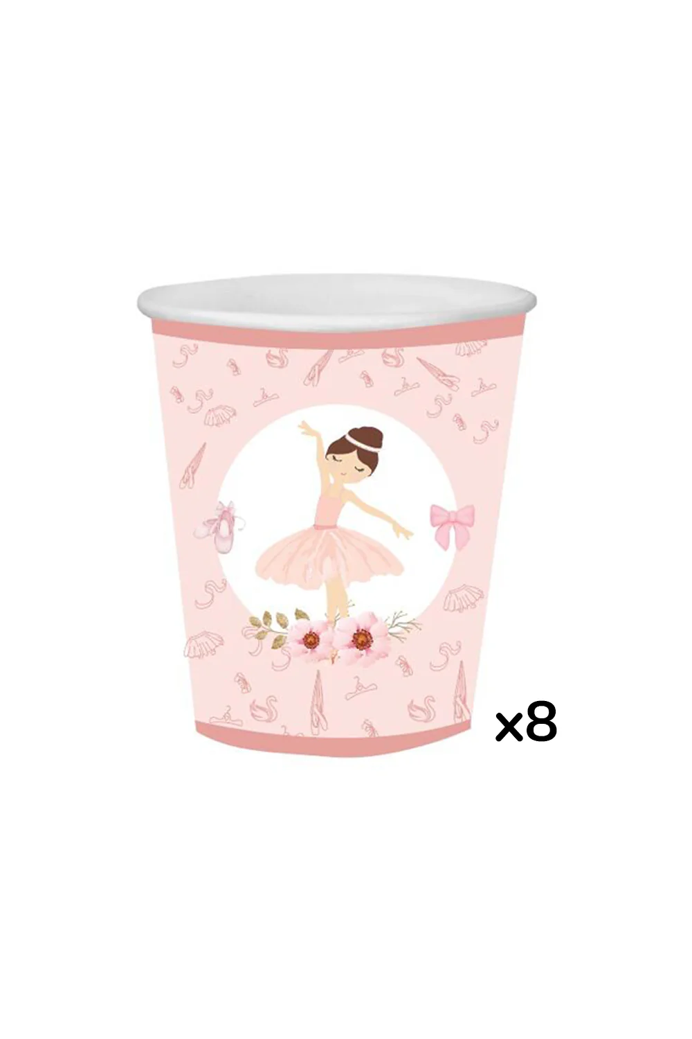 Pembe Temalı 8'li Bardak Tabak Set - Image 3
