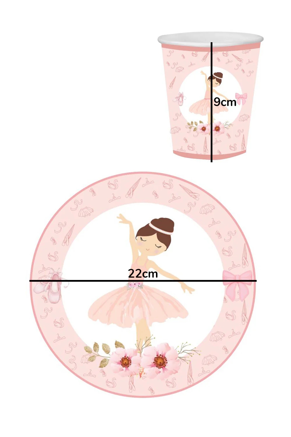 Pembe Temalı 8'li Bardak Tabak Set - Image 4
