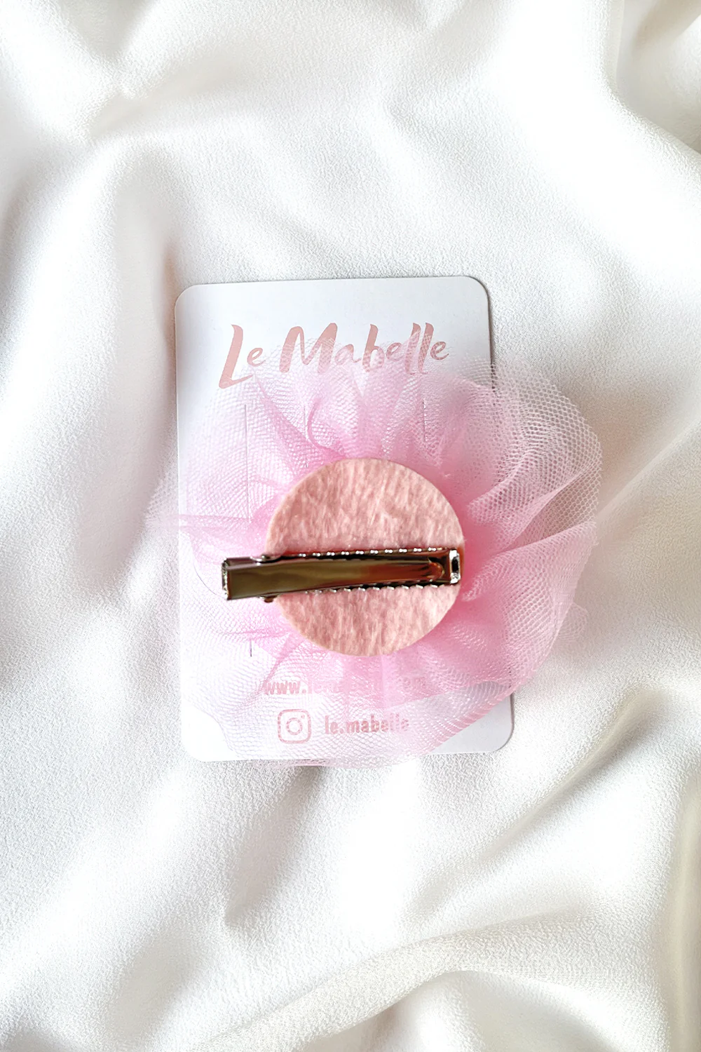 Pembe  Tül Çiçek Kız Çocuk Klips Toka - Image 2