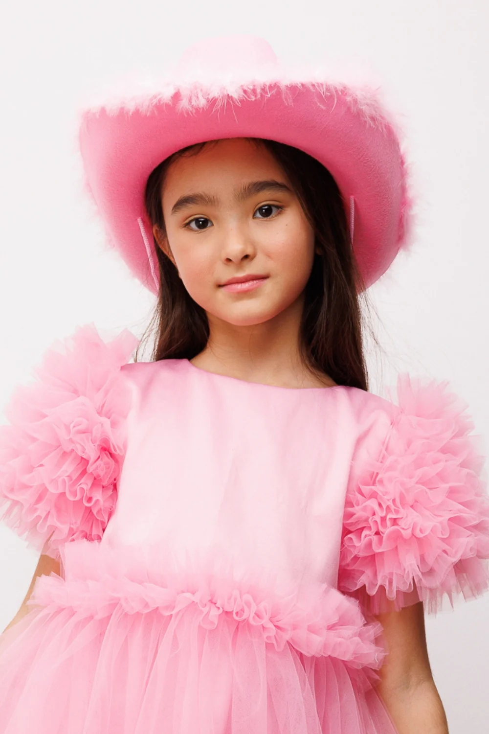 Pembe Tüylü Kız Çocuk Kovboy Şapkası - Image 3