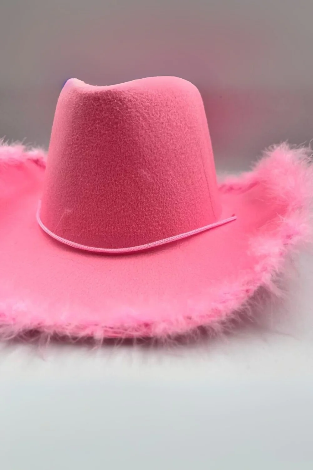 Pembe Tüylü Kız Çocuk Kovboy Şapkası - Image 5