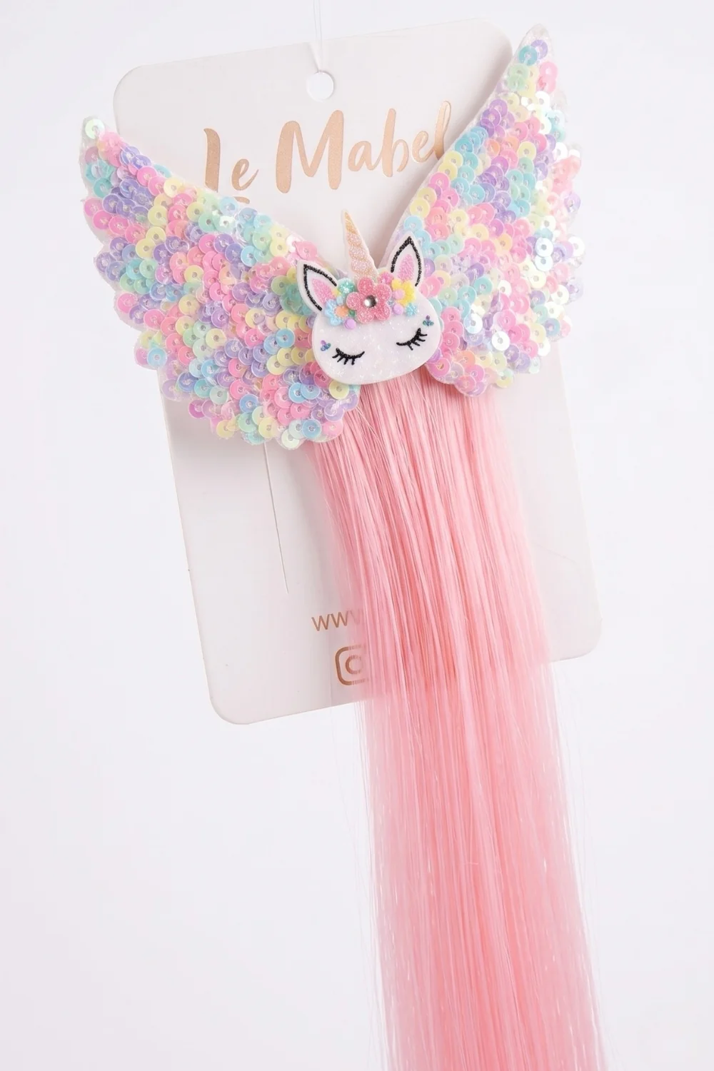 Pembe Unicorn Figürlü Pul Detaylı Saçlı Kız Çocuk Klips Toka - Image 2