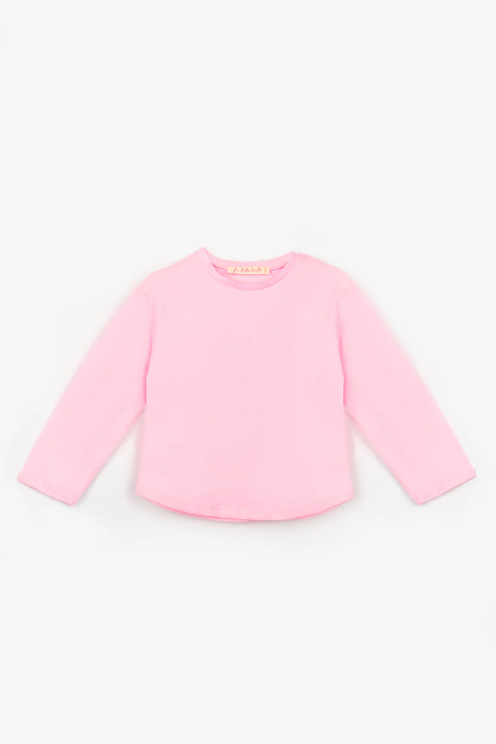 Pembe Uzun Kollu Penye Basic Çocuk Tişört - Image 2