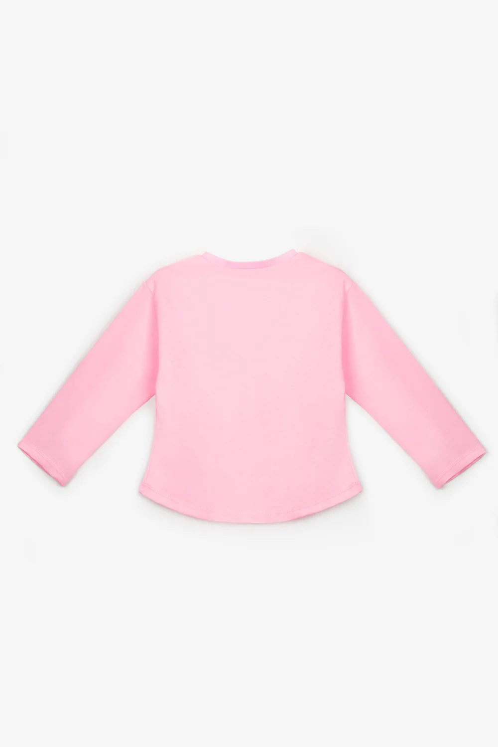 Pembe Uzun Kollu Penye Basic Çocuk Tişört - Image 3