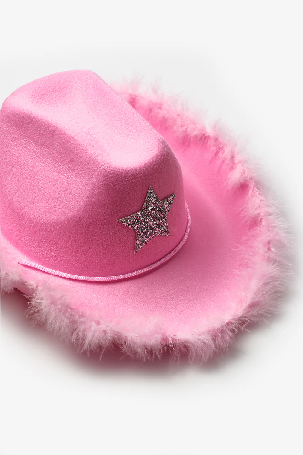 Pembe Yıldız Desenli Tüylü Kız Çocuk Kovboy Şapkası - Image 2