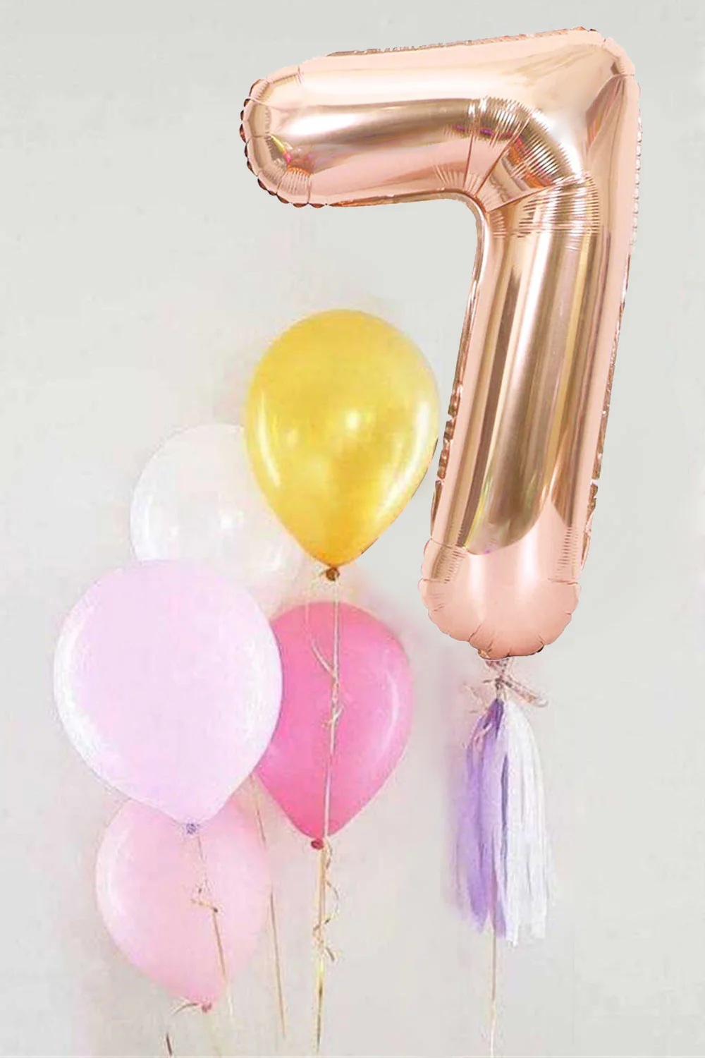 Rose 7 Rakamı Püsküllü Balon Set