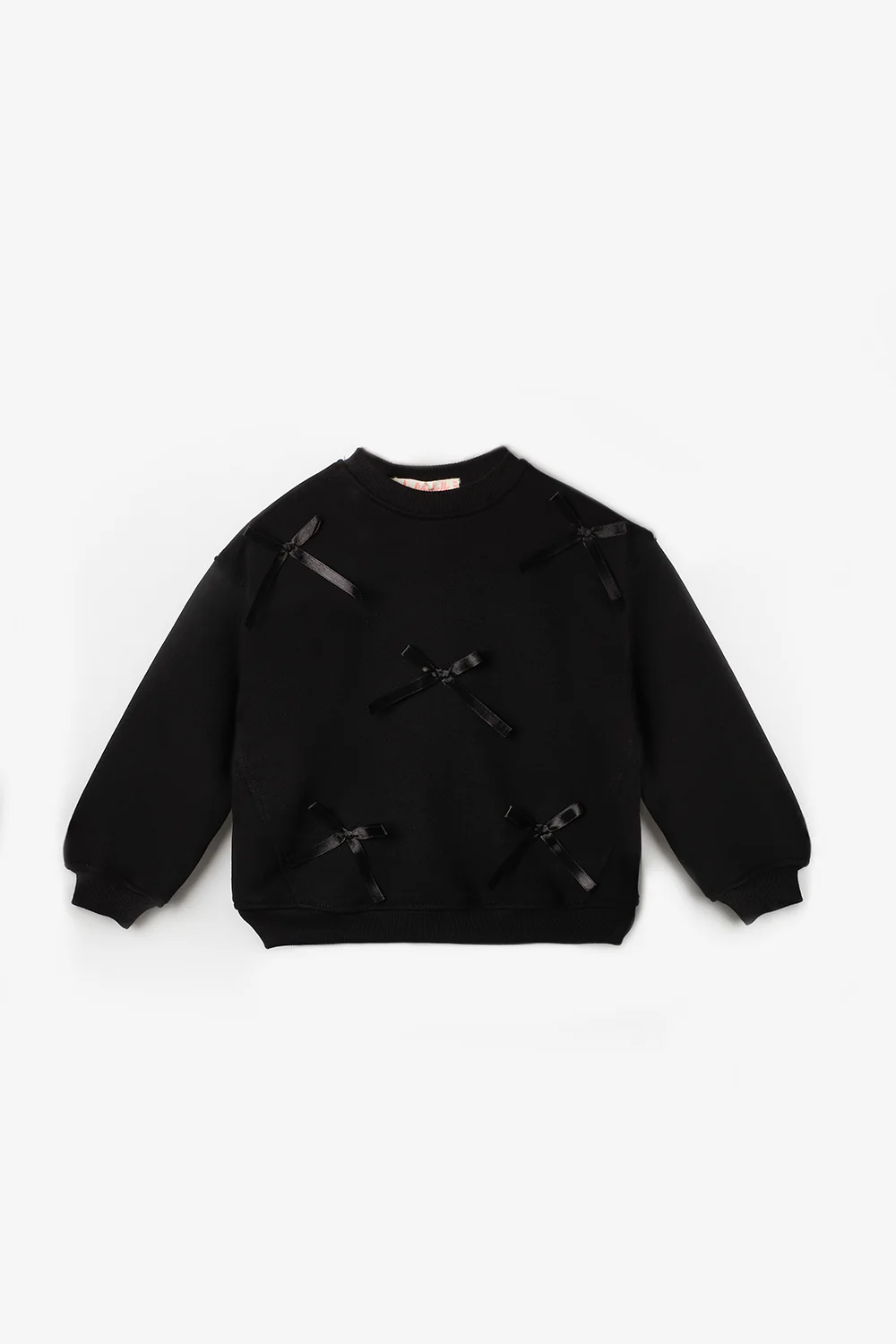 Siyah  Fiyonk Detaylı Kız Çocuk Sweatshirt - Image 2