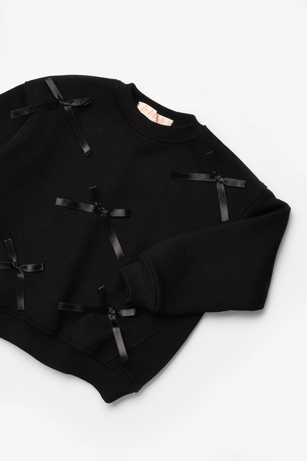 Siyah  Fiyonk Detaylı Kız Çocuk Sweatshirt - Image 4