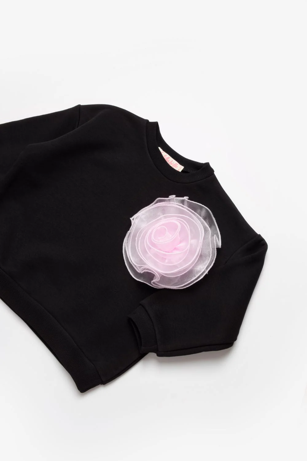 Siyah Gül Aksesuarlı Kız Çocuk Sweatshirt - Elisa - Image 6