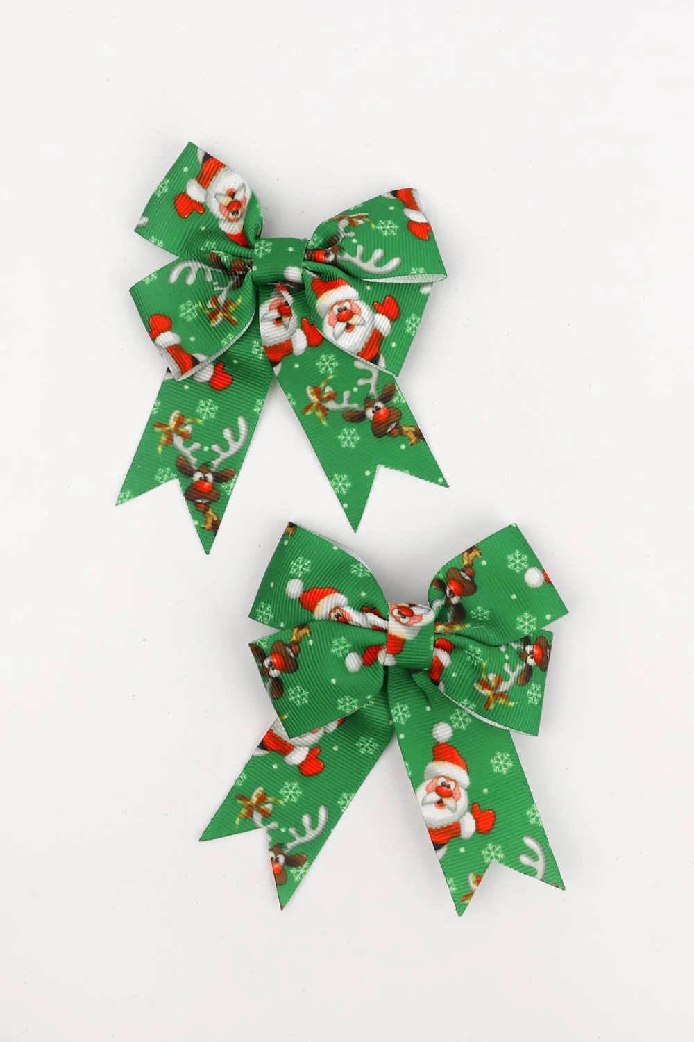 Yeşil Noel Baba Desenli 2'li Kız Çocuk Fiyonk Klips Toka - Image 3